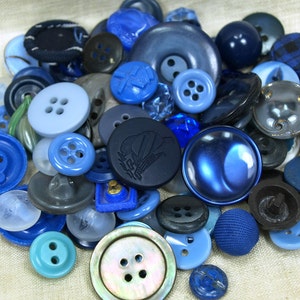 Mixed Bag of Blue Vintage Buttons!