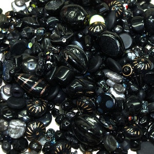 Marvelous Mixes! Grab Bag of New and Vintage Black Glass Beads! MIX4003