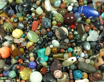 Awesome Stone Bead Grab Bags! Hematite, Lapis, Quartz, Amethyst, Rose Quartz, Carnelian, Jaspers, Agates, Peridot, Garnet and More!