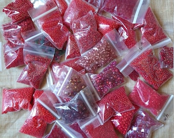 Mixed Bag of Red Seed Beads! 15-20 Bags Total