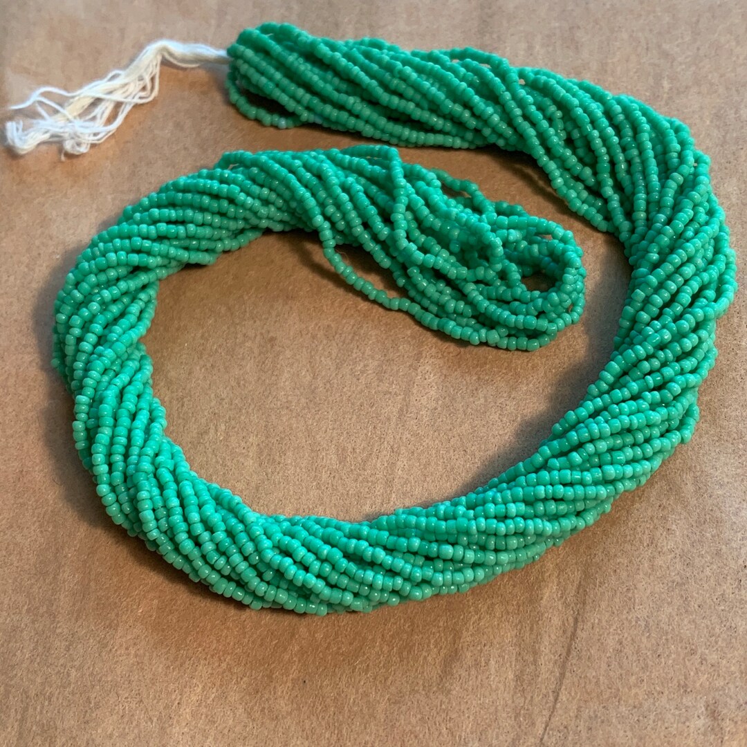 14º Vintage Seed Beads, 1900's Light Green Etsy