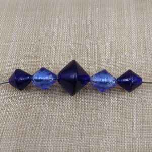 Set of 5 Venetian Foil Glass Beads - Bicones