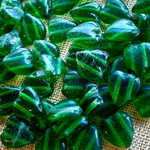 Antique 2-Hole Green Nailhead Sew-Ons, Hearts!