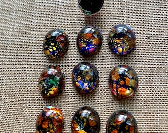 Vintage Black Opal Glass Cabs