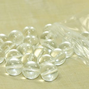 Bag of 25 Crystal Clear Czech-made 12mm Glass Beads; NGL592
