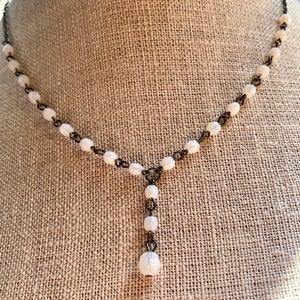 Vintage Milk Glass & Chain Necklace