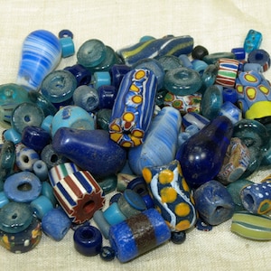 Grab Bag of Great Glass Trade Beads - BLUES! GTB971
