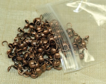 100 Copper Clam-Shell Bead Tips; MET1048