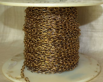 6ft of Vintage Raw Brass Oval Chain; 5mm x 8mm Unsoldered Links. VBM135