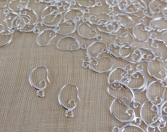 10 Pair of Silver Plated Earwires with Fancy Curl  FIND108