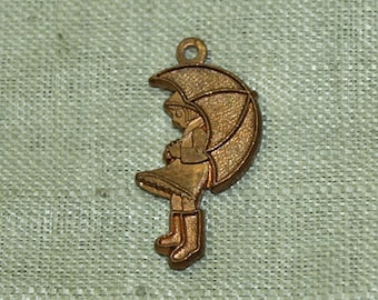 10 Vintage Copper Girl with Umbrella, or &quot;Morton&#39;s Salt Girl&quot;, Charms