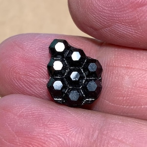 Antique French Jet Glass, 5 2-hole Decorative Beads