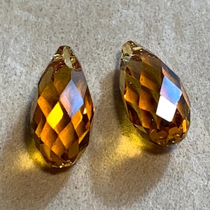 Swarovski Topaz Briolettes, 11 mm x 5,5 mm, coppia