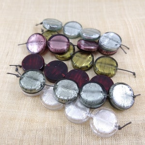 Set of 4 Venetian Foil Glass Coin Beads VGL113