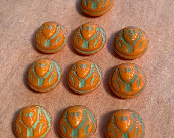 Egyptian Revival King Tut cabochons, Czech 1920's