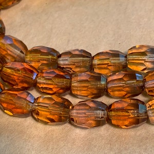 25 Vintage German Glass Beads, Smokey Topaz