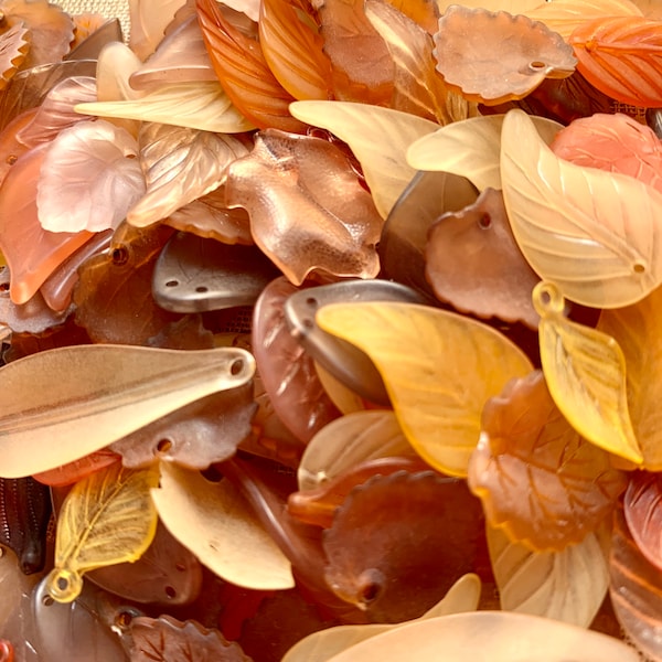 Vintage Lucite Leaves, Browns, Tans & Orange