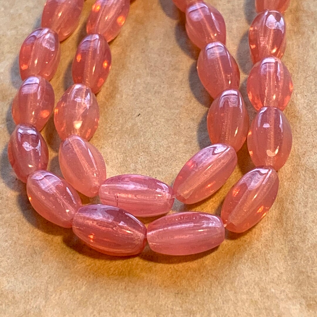 Vintage Czech Pink Opal Glass Beads Etsy