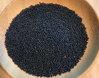 Size 22º Vintage Italian Seed Beads, Early 1900's, Jet Black