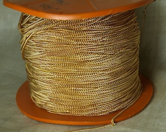 6ft of Vintage, Shiny Raw Brass Chain; Very Small, Flat 1.5mm Soldered Links. VBM137