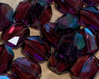 Swarovski Crystal Amethyst Graphic Beads, Pair