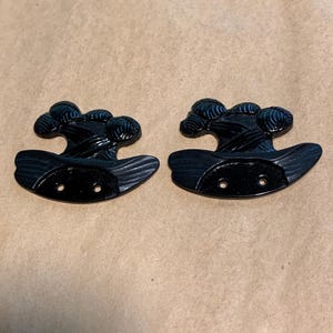 Antique French Jet Glass,  2-hole Hat Beads