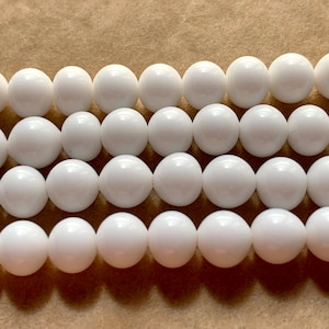 Vintage 6mm Opaque White Glass Beads