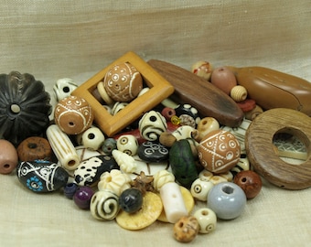 Grab Bag of Mixed Naturals; Bone, Wood, Shell, Horn, Nuts, Pods and More! MIX4039