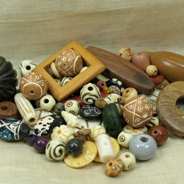 Grab Bag of Mixed Naturals; Bone, Wood, Shell, Horn, Nuts, Pods and More! MIX4039