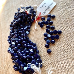 Antique Glass Nailhead Sew-Ons, Opaque Navy
