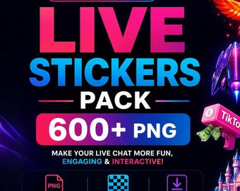 Más de 600 stickers para TikTok LIVE, paquete de stickers PNG para chat, superposiciones para transmisiones, descarga instantánea.