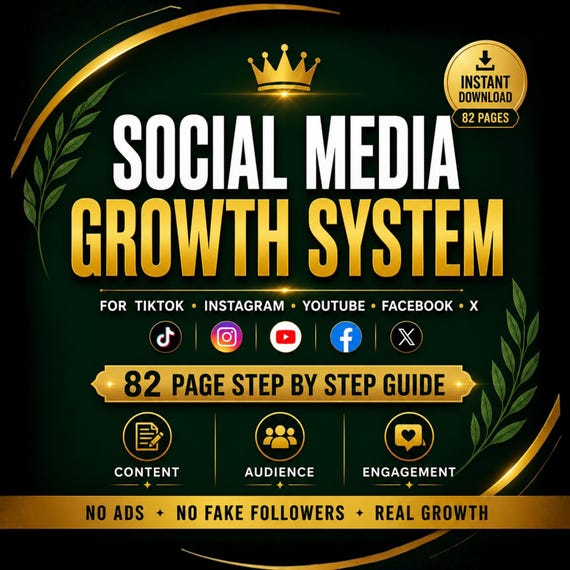 TikTok Followers Growth Guide, Instagram Followers Strategy, Real Organic Followers System, Social Media Growth, Digital Download