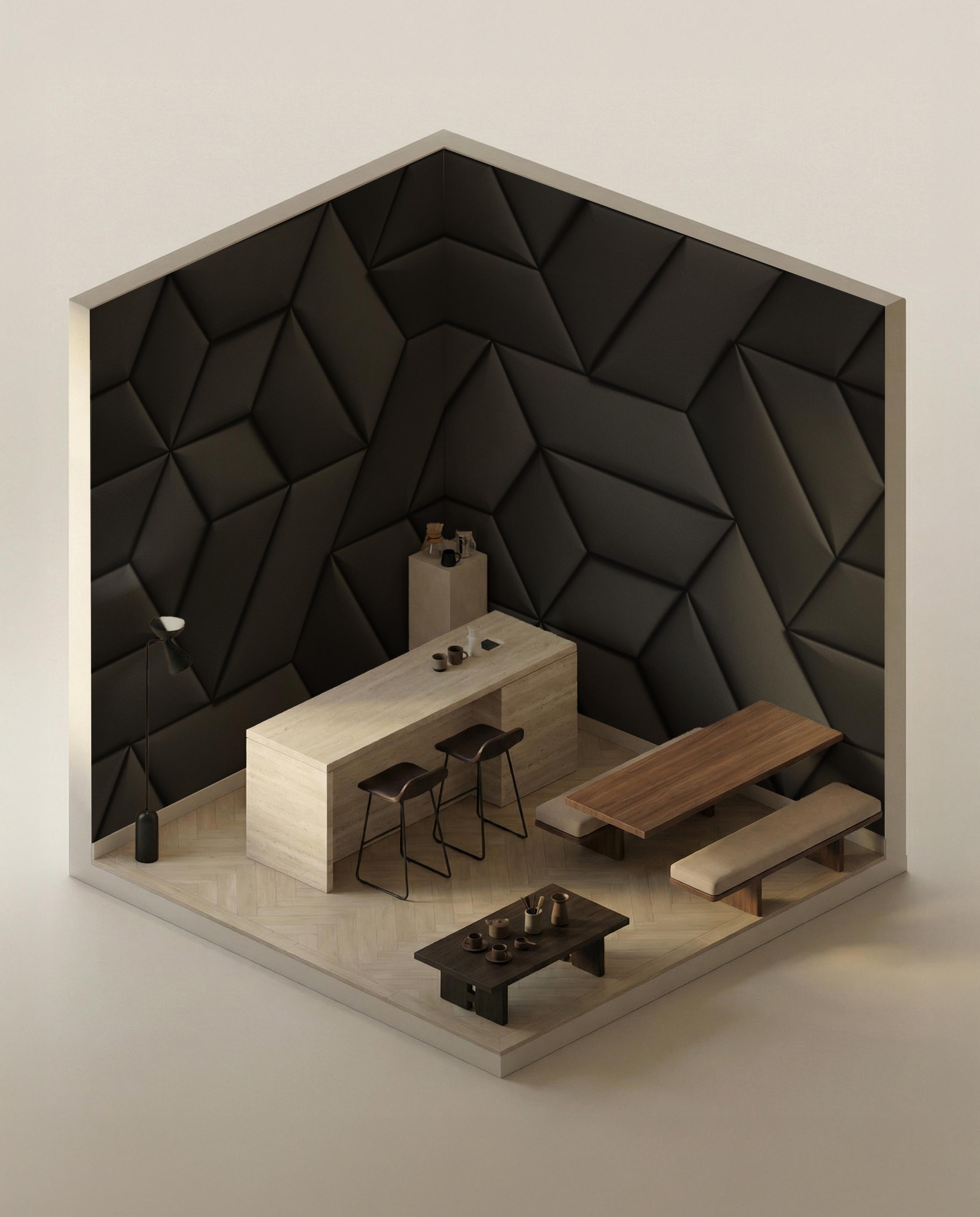 Black 3D Geometric Leather Wall Mural – Luxury Textured Wallpaper - Etsy