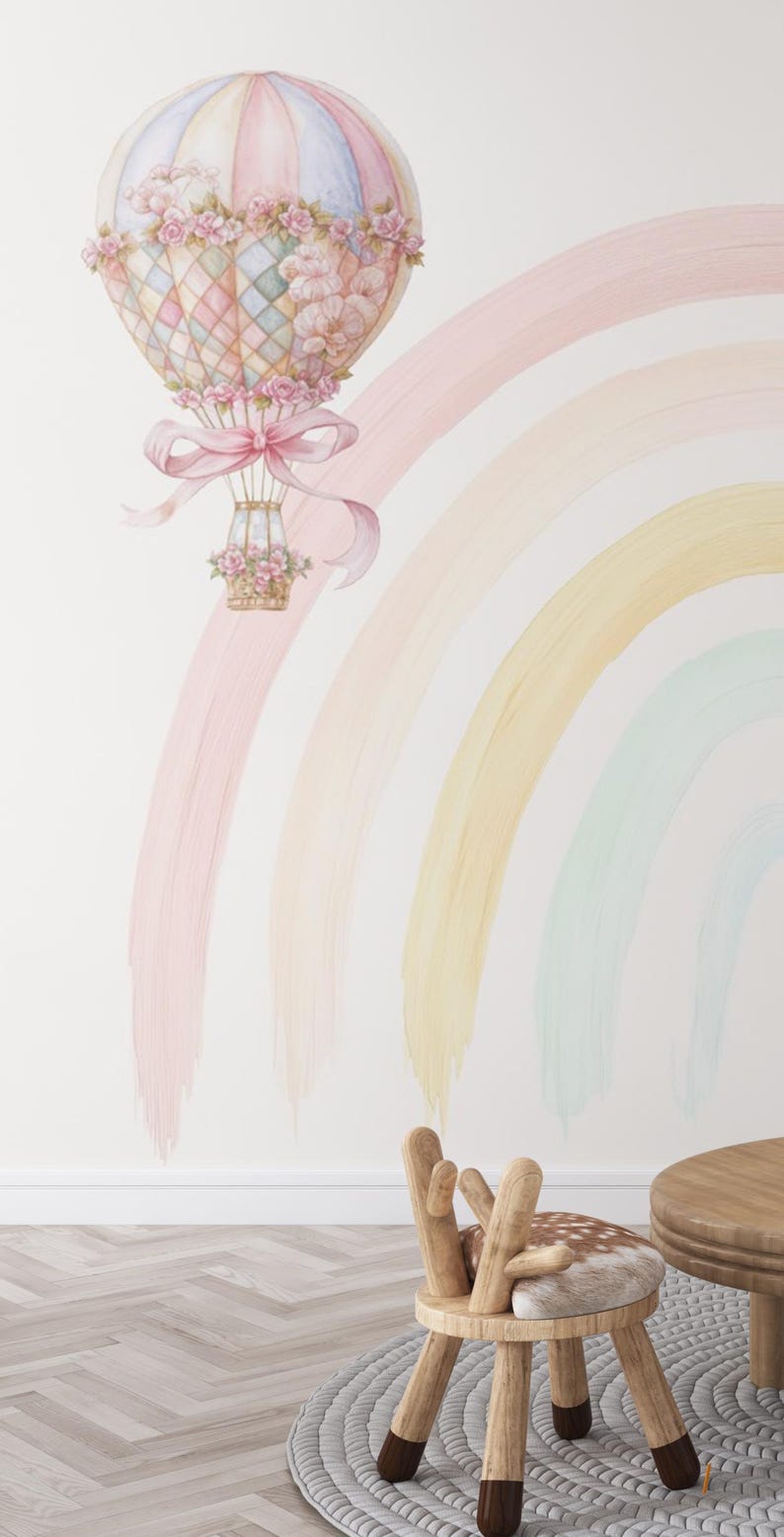 Pastel Rainbow Wallpaper Mural for Nursery Baby Girl Room - Etsy