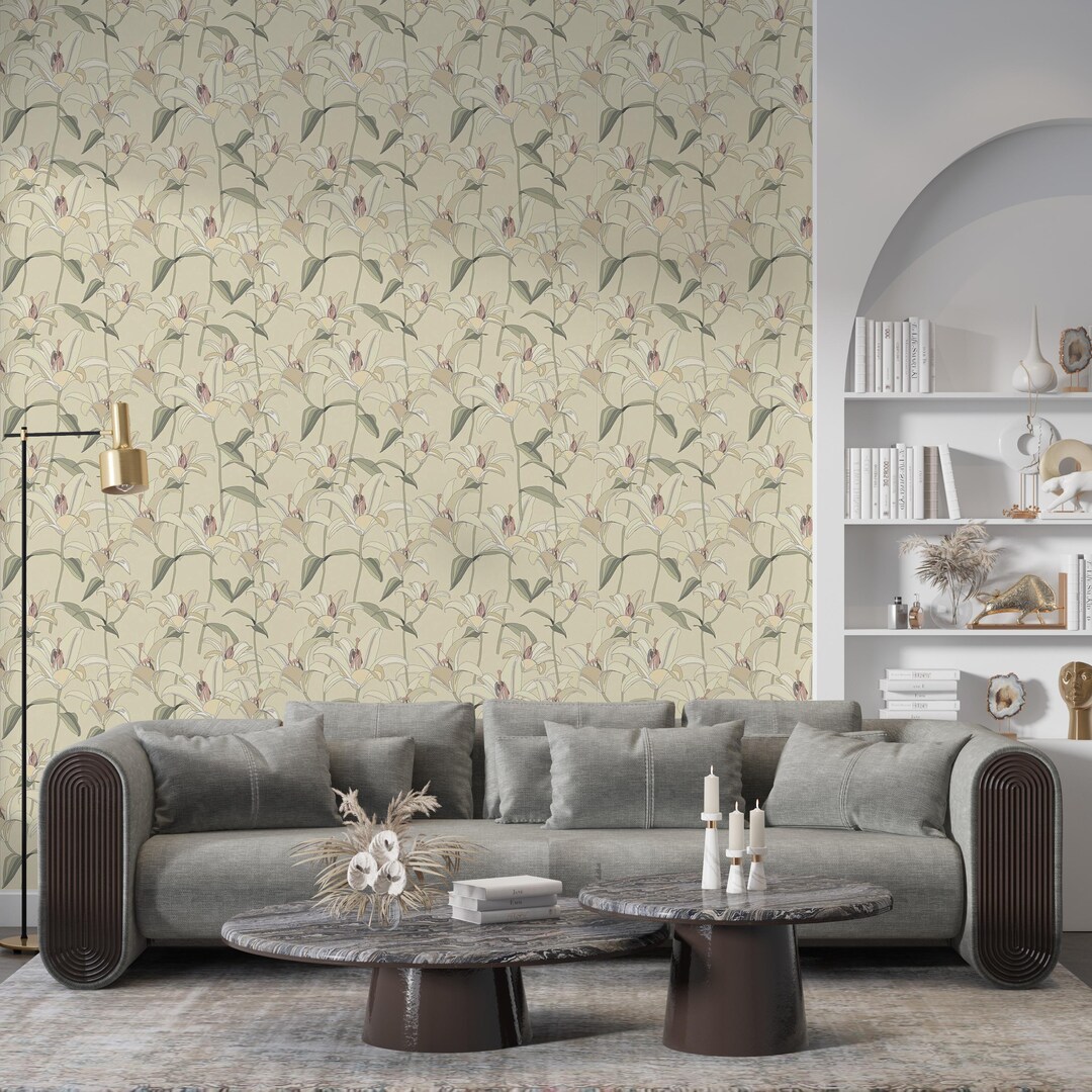Vintage Lily Floral Wallpaper – Botanical Wall Decor - Etsy