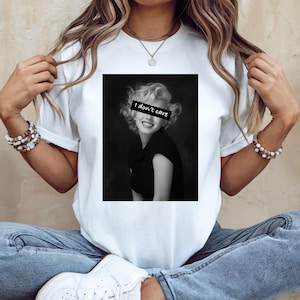 Футболка Marilyn Monroe I Don&#39;t Care, футболка унисекс, подарок для женщин, забавная графическая рубашка, эффектный топ