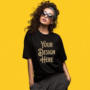Black T-Shirt Mockup: Bella Canvas, Women&#39;s Shirt (PNG Digital Download)