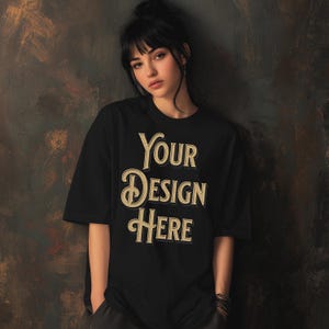 Black Bella Canvas Shirt Mockup: Women&#39;s T-Shirt (Digital Download JPG File)