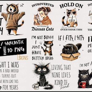 Funny Cat Sarcastic Sassy Bundle Png