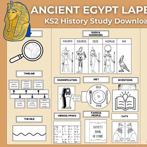 Lapbook sulla storia dell'antico Egitto per la scuola primaria (KS2) / Stampabile / Schede informative di facile lettura / Download digitale