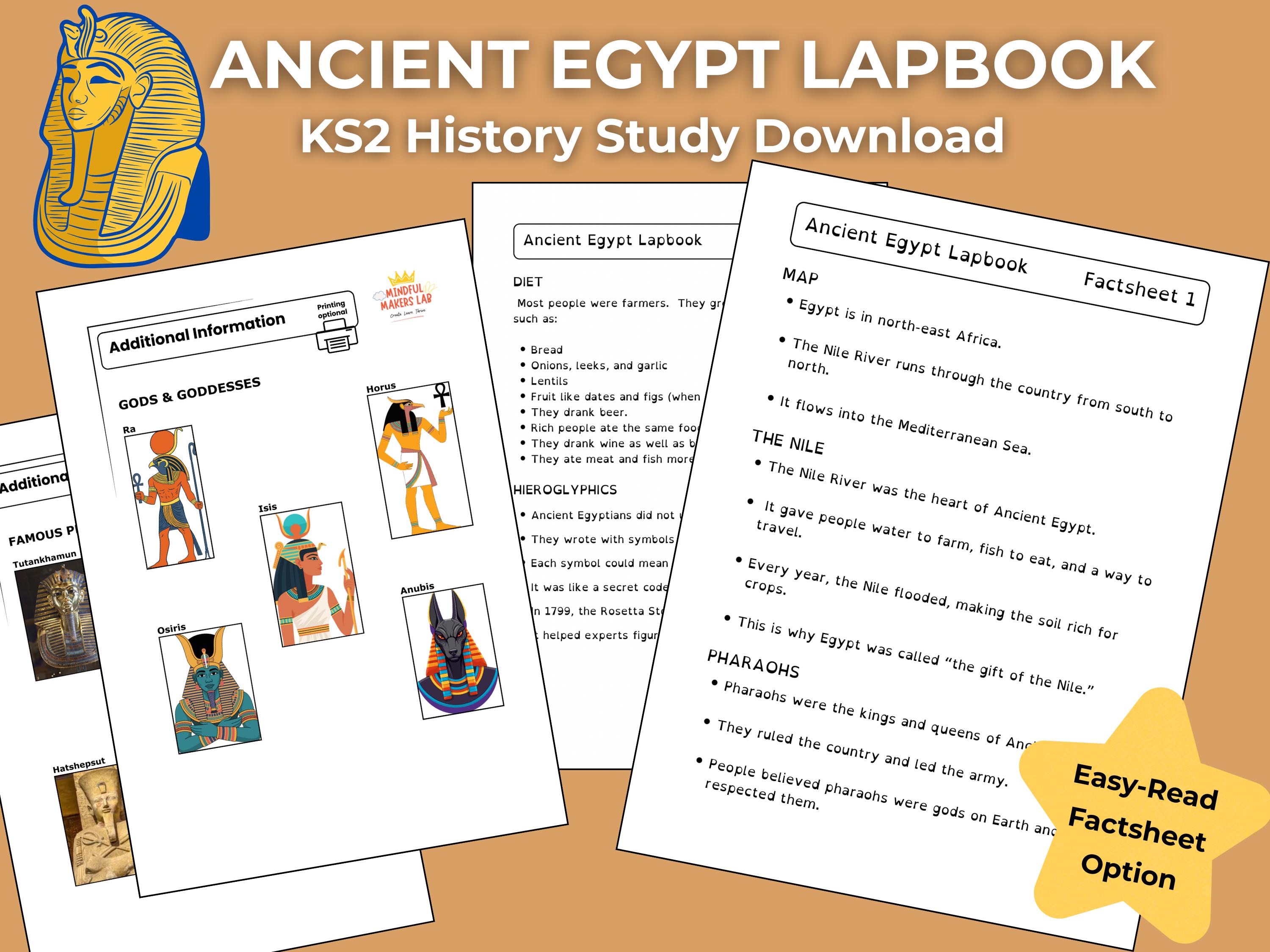 Ancient Egypt History Lapbook KS2 | Printable | Easy-read Factsheets ...