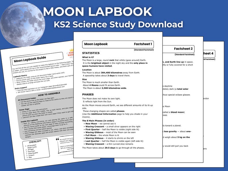 Moon Lapbook KS2 | Science Study | Printable Lapbook | Easy-read ...
