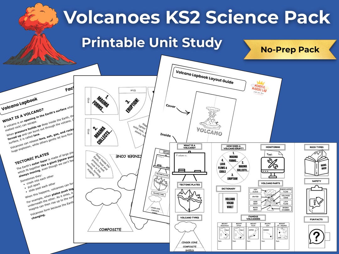 Volcanoes KS2 Science Pack | Printable Unit Study Lapbook - Etsy UK