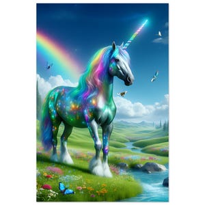 Poster Unicorno – Decorazione murale magica su carta semi-opaca – Perfetto per le camerette dei bambini