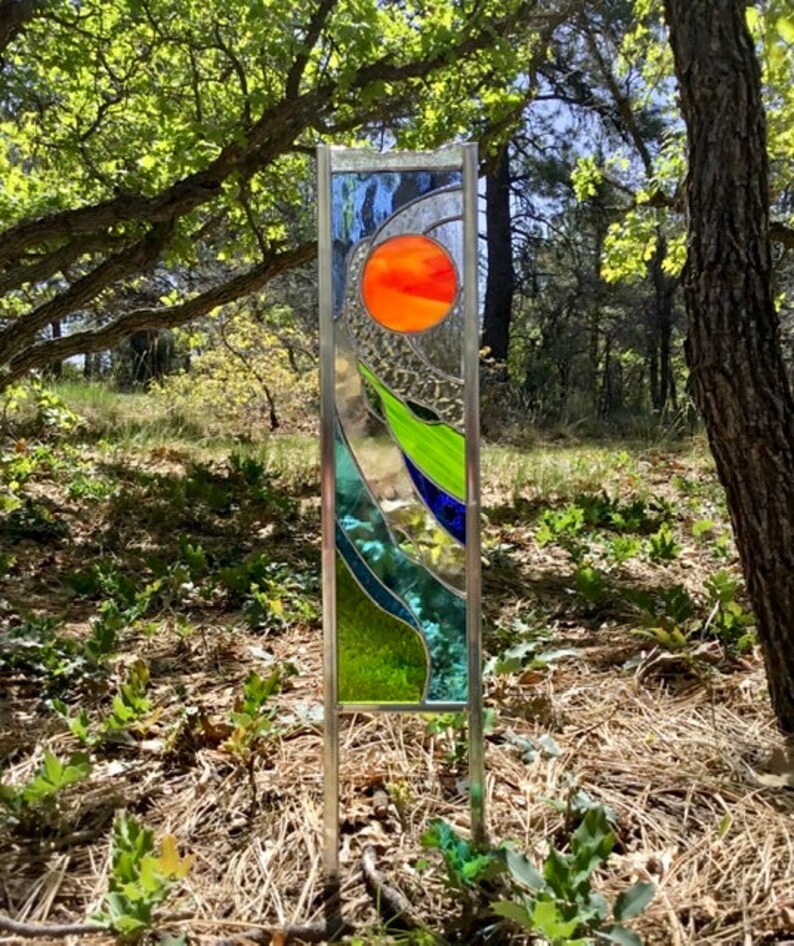 Summer Sun Stained Glass Garden Stake Etsy