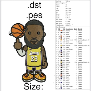 Lebron James embroidery file. Lakers embroidery file. .dst .pes.emb file. Laker lebron file.
