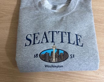 Seattle Embroidered Sweatshirt: Travel Souvenir, Unisex Fit