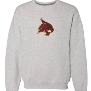 Texas State University embroidered crewneck sweatshirt.