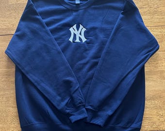 Bluza z haftowanym nadrukiem w stylu vintage z motywem baseballu z Nowego Jorku