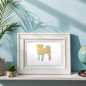 Los Angeles Map - Mops Hund Silhouette ausgeschnitten